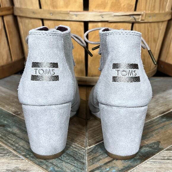 Toms Kala Wedge Tan Suede Desert Lace-Up Ankle Boots Booties Womens Size 8.5 - Picture 6 of 11